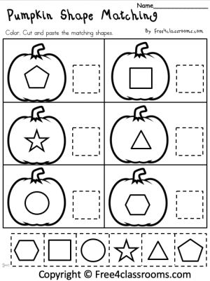 Matching Shapes Worksheet, Pumpkin Shape Matching, Halloween Worksheets Preschool, Halloween Worksheets Free, Pumpkin Math Activities, Prek Worksheets, Match The Shapes, Pumpkin Shapes, Halloween Colouring