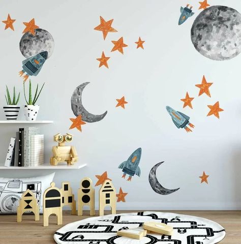 Space Nursery, Space Room, Removable Wall Decals, Big Boy Room, Project Nursery, Toddler Room, Child's Room, Boy's Room, Boy Room