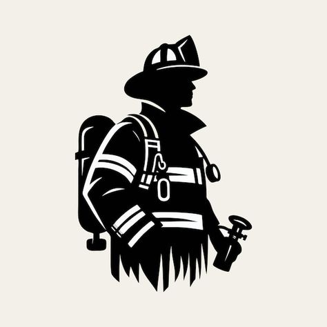 Firefighter Silhouette, Firefighter Clipart, Firefighter Design, Fire Dept Logo, Firefighter Logo, Firefighter Decals, Cookie Images, Laser Engraved Ideas, Black Icon