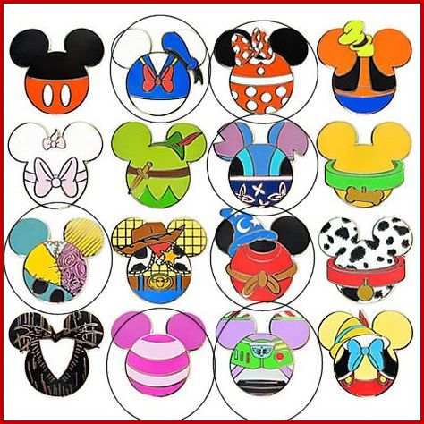 Mickey Character Heads Disney Pins Sets, Deco Disney, Disney Pin Collections, Disney Pin Trading, Disney Classroom, Disney Printables, Disney Scrapbook Pages, Mickey Y Minnie, Disney Trading Pins