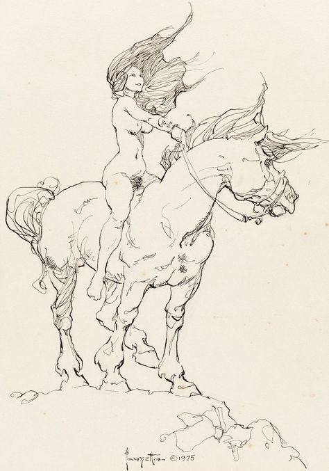 Frazetta Art, Frank Frazetta, Gesture Drawing, Wild Woman, Norman Rockwell, Fantasy Artist, Art And Illustration, Anatomy Art, Horse Art