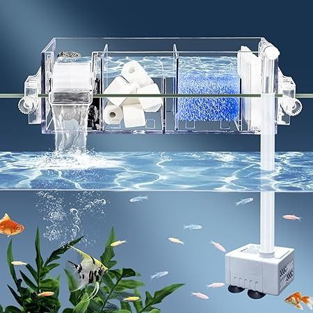 Amazon.com : Bluecoco Premium Multi-Layer Aquarium Filter for 10 to 20 Gallon Fish Tanks: Oxygenating Water Wheel, Low-Noise Operation, Dual-Sided Suspension, Transparent & Durable (Medium) : Pet Supplies Fish Designs, Garden Pond Design, Fish Tank Accessories, Aquarium Filter, Pond Design, Garden Pond, Fish Tanks, Water Wheel, Water Filtration