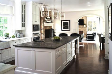 soapstone in a fireplace | toned floor, cream kitchen island, soapstone countertops, soapstone ... Soapstone Kitchen, Island Countertop, Soapstone Countertops, Island Countertops, Kitchen Images, Up House, Transitional Kitchen, Kitchen Marble, Kitchen Redo