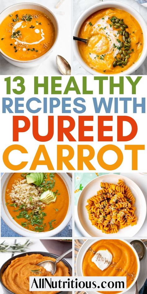 Our pureed carrot recipes are not only delicious & nutritious but also freezer-friendly. Perfect for meal prep dinners, they're easy to batch cook and save for busy weekdays. Indulge in vibrant, quick healthy meals that promises a fuss-free cooking experience. Explore these healthy recipe ideas and revamp your meal prep routine! Puree Carrots, Healthy Carrot Recipes, Pureed Carrots, Easy Carrot Recipes, Prep Dinners, Pureed Diet, Roasted Carrot Soup, Roasted Carrots And Parsnips, Carrot And Lentil Soup