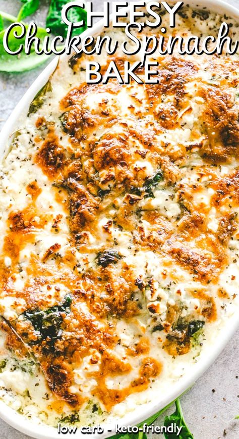 Chicken Spinach Bake, Chicken And Spinach Casserole, Chicken Spinach Recipes, Baked Chicken Breasts, Easy Chicken Recipe, Spinach Bake, Spinach Casserole, Chicken Spinach, Resep Diet