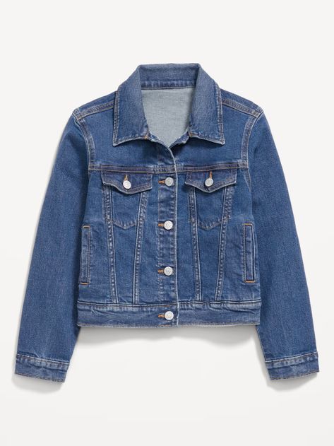 Jean Trucker Jacket for Girls | Old Navy Stitch Canvas, Jacket For Girls, Old Navy Kids, Unisex Jacket, Kids Coats, Old Navy Jeans, Canvas Backpack, Trucker Jacket, Kids Backpacks