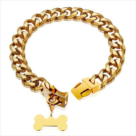 Gold Dog Collar 18K Gold Chain Dog Training Collar Puppy Girl Boy Dog Collars for Small Medium Large Dogs No Pull Dog Trainin Boy Dog Collars, Male Dog Collars, Cool Dog Collars, Gold Dog Collar, Puppy Girl, Personalized Leather Gifts, Dog Collar Boy, 18k Gold Chain, Collar Chain