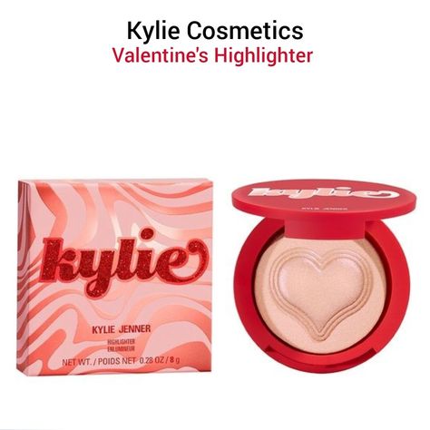 Kylie Valentines Collection, Kylie Cosmetics Valentines Collection, Kylie Cosmetics Highlighter, Kylie Valentine, Checker Background, Valentines Collection, Kylie Cosmetics, Makeup Revolution, Girls Makeup