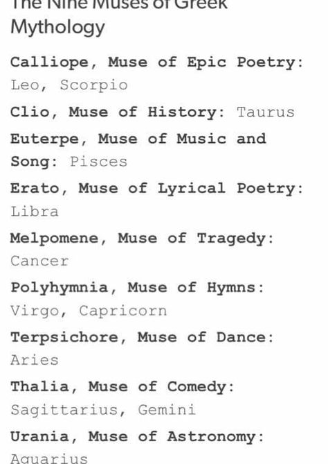 Signs as the Nine Muses of Greek Mythology Greek Mythology Astrology, The Nine Muses Greek Mythology, Nine Muses Mythology, Greek Mythology Username Ideas, Greek Mythology Playlist, Greek Mythology Muses, Cassandra Greek Mythology, Greek Mythology Quotes, Mythology Poetry