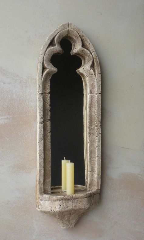 Gothic Mirror, Diy Keramik, Church Windows, Candle Mirror, Mirror On The Wall, Keramik Design, Window Mirror, Candle Dinner, Real Stone