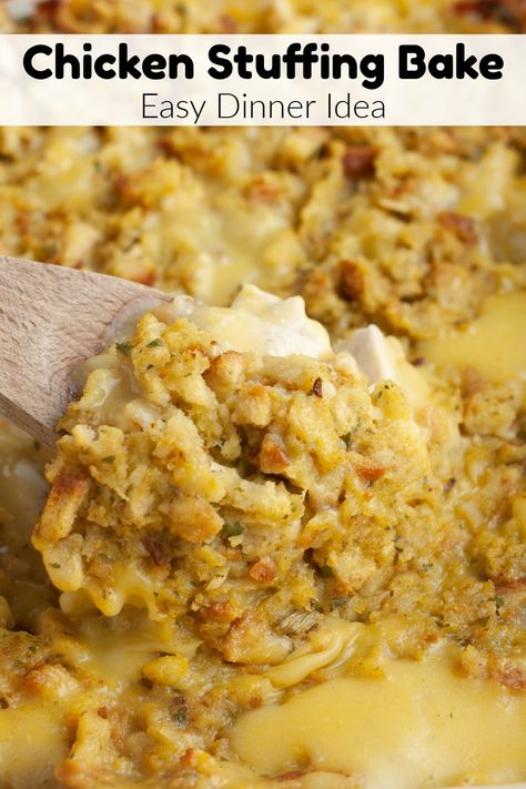 Chicken Stuffing Bake, Stove Top Stuffing Recipes, Stuffing Bake, Chicken And Dressing Casserole, Chicken Casserole Recipes, Chicken Stuffing Casserole, Easy Casserole Dishes, Chicken Stuffing, Easy Chicken Casserole Recipes