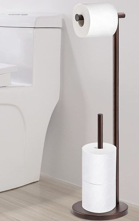 Free Standing Toilet Paper Holder Stand, Oil Rubbed Bronze Toilet Paper Holder with Storage for Jumbo Mega, Housen Solutions Bronze Toilet Paper Holder, Standing Toilet Paper Holder, Free Standing Toilet Paper Holder, Toilet Paper Holder Stand, Toilet Paper Stand, Paper Stand, Flush Toilet, Oil Rubbed Bronze, Paper Holder