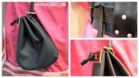 Drawstring Leather Pouch | EASY How to - Whitney Sews Yearly Traditions, Leather Drawstring Bags, Pouch Diy, Money Pouch, Leather Clutch Wallet, Fabric Bunting, Simple Leather, Pouch Pattern, Sewing Leather