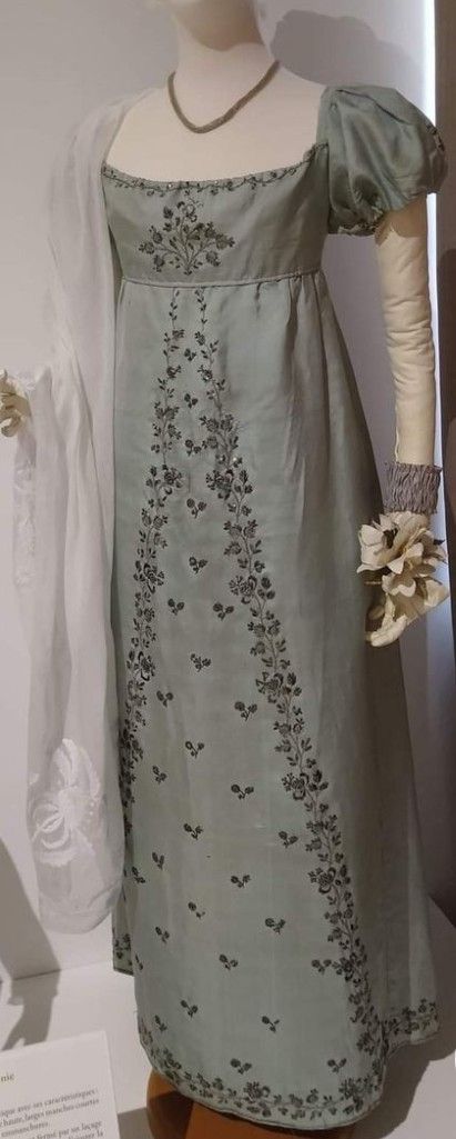 Silver Regency Gown, Regency Long Stays, Dark Regency Dress, Regency Evening Gown, Regency Gown Ball, Regency Era Fashion Gowns, Green Regency Dress, 1795 Fashion, Regency Ballgown