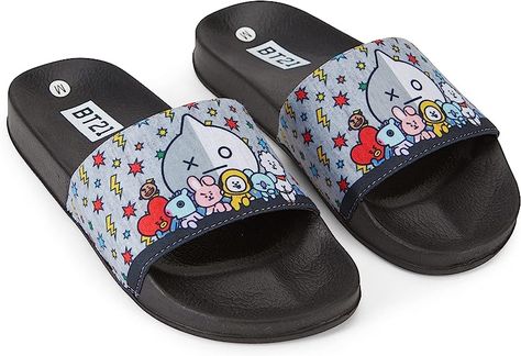 BT21 Line Friends Ladies Slides - Officially Licensed Slides - Tata, Van, Chimmy, Cooky, Shooky and RJ Friends Shoes, Ladies Slides, Line Friends, Womens Slides, House Shoes, Daughter Love, Bangtan Boys, Favorite Character, Slides