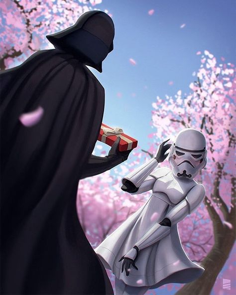 When Darth Senpai notices you...⠀ ⠀ See our new Star Wars bento and more at jlist.com #starwars #starwarsmemes #starwarsnerd #starwarstattoo #empirestrikesback #returnofthejedi #darthvader #stormtrooper #senpai #senpainoticeme Female Stormtrooper, Darth Vader And Stormtrooper, Star Wars Tattoo, Cartoon Gift, Star Wars Artwork, Star Wars Fan Art, White Day, Star Wars Clone Wars, Star Wars Rebels