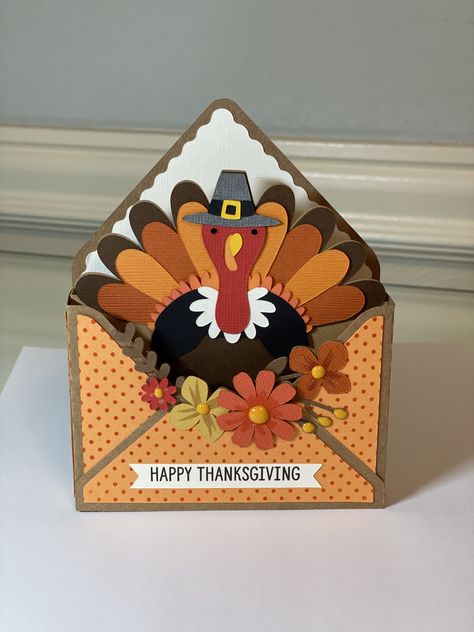 Turkey Pop Up Card, Thanksgiving Cards Made With Cricut, Gnome Cards Handmade Thanksgiving, Stampin Up Thanksgiving Cards 2022-2023, Thanksgiving Hand Made Cards, Ctmh Thanksgiving Cards, Happy Thanksgiving Cards, Fall Party Decorations, Fall Paper Crafts