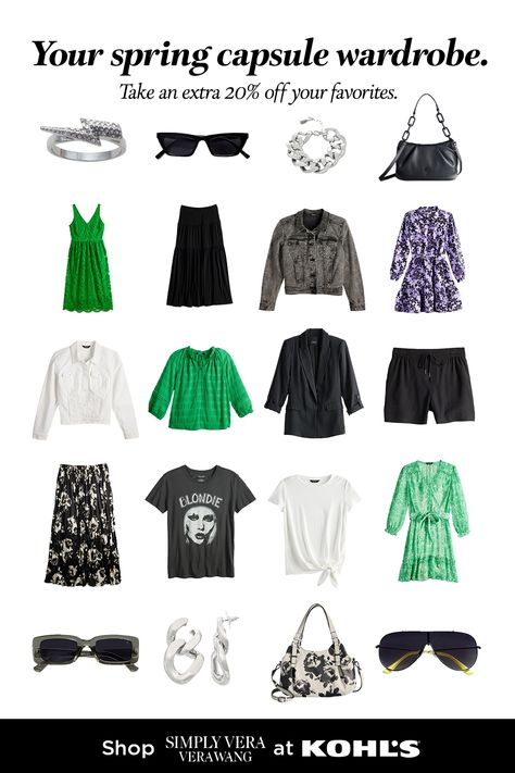 Outfit Rotation, Vera Wang Collection, Capsule Wardrobe Women, Spring Staples, Spring Capsule, Spring Clothing, Spring Capsule Wardrobe, Simply Vera Wang, Simply Vera