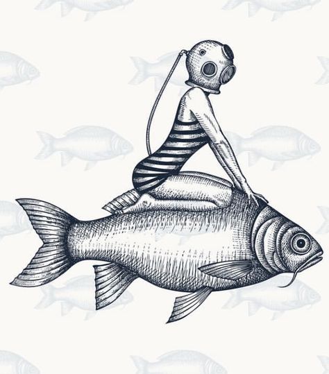 Fishing Tattoo, Art Tattoos, Flash Art, Fish Art, Linocut, Tattoo Art, Art Sketchbook, Animal Art, Art Inspo