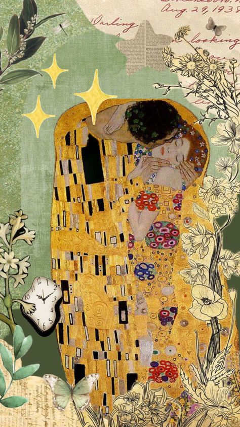 Gustav Klimt Wallpaper Iphone, Klimt Aesthetic, Klimt Wallpaper, Klimt Landscape, Moody Wallpaper, Aesthetic Shuffles, The Kiss (klimt), Wallpaper Patterns, Phone Wallpaper Patterns