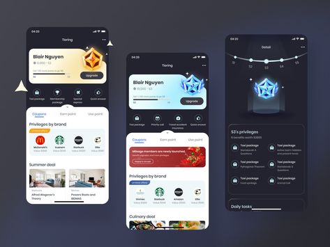 Membership | Tiered Loyalty Program by cloudoris on Dribbble Loyalty App Design, Membership Tiers Design, Vip Ui, Membership Design, Gamification Ui, Loyalty Program Design, Loyalty Card Design, Programming Apps, Presentation Design Layout