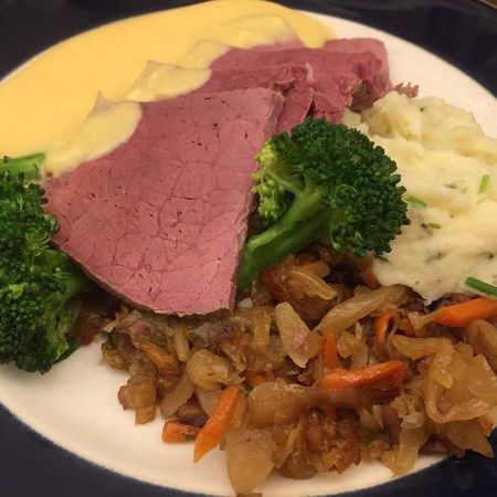 Corned Silverside Slow Cooker, Silverside Slow Cooker, Silverside Recipe, Corned Beef Sauce, Sweet Mustard Sauce, Corned Silverside, Fresh Herb Salad, Relish Sauce, Parsnip Puree