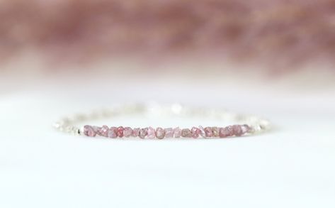 Pink Diamond Bracelet, Birthstone Bracelet, April Birthstone, Birthstone Bracelets, Raw Diamond, How To Make Notes, Diamond Bracelets, Pink Diamond, Bracelet For Women