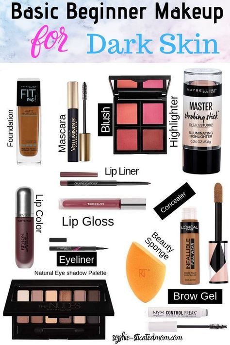 Makeup Items For Black Women, Makeup Products For Dark Skin, Makeup Products List For Beginners, Make Up List For Beginners Products, Hair Color Black Women Dark Skin, Makeup Dark Skin Black Women, Makeup For Black Skin Natural, Dark Skin Makeup Natural Simple, How To Do Makeup For Beginners