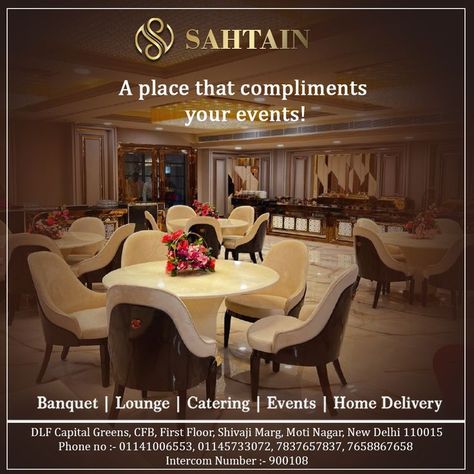 Sahtain is the optimal place to create memories and celebrate your special moments with loved ones so connect with us to get started! . . . #sahtain #sahtainvibes #banquet #catering #cafe #lounge #homedelivery #sahtainpun #buffet #event Hotel Marketing Design, Luxury Hotels Interior, Cafe Lounge, Hotel Ads, Hotel Buffet, Hotel Marketing, Real Estate Marketing Design, Hotel Party, Banner Ads Design