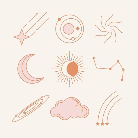 Celestial stickers, aesthetic pastel line art collage element set psd | premium image by rawpixel.com / ton Line Art Collage, Celestial Stickers, Constellation Design, Abstract Aesthetic, Stickers Aesthetic, Aesthetic Pastel, Purple Aesthetic, Aesthetic Stickers, Art Collage