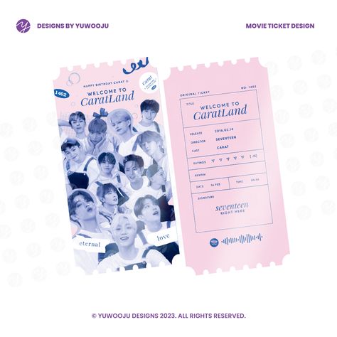 Photocard Frame Template, Anniversary Graphic Design Ideas, Seventeen 9th Anniversary, Kpop Packing Template, Kpop Ticket Design, Kdrama Party Theme, Seventeen Ticket, Kpop Concert Ticket, Concert Freebies Kpop Ideas