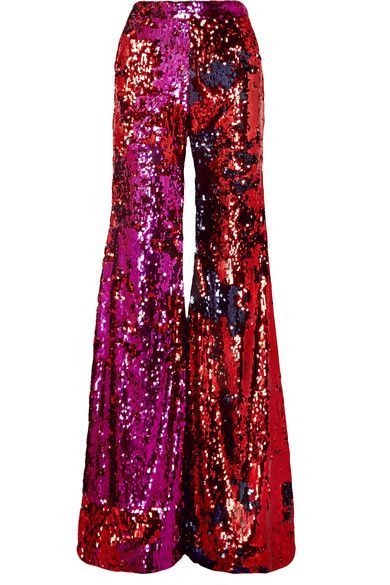 Halpern Sequined Tulle Flared Pants Maximalist Outfit, Maximalist Outfits, Flare Trousers, Flared Pants, Cocktail Dress Party, Skirt Top, Flare Pants, Jacket Dress, Designer Dresses