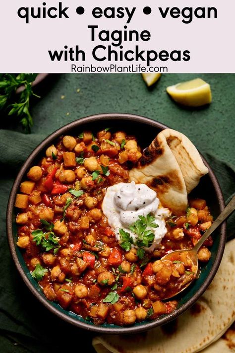 Vegan Tagine, Moroccan Tagine Recipes, Vegan Chickpea Recipes, Vegan Winter Recipes, Moroccan Vegetables, Vegan Instant Pot Recipes, Tagine Recipes, Vegan Stew, Vegan Main Dishes