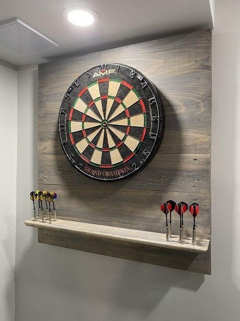 24 Basement Game Room Ideas for 2022 | Displate Blog Pool Table And Dart Board Room, Bar Dart Board, Basement Games Room Ideas, Basement Dart Board Ideas, Games Room Bar, Family Games Room, Small Games Room Ideas, Basement Sports Room, Game Room Wall Ideas