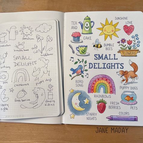 Diary Doodles, Jane Maday, Bulletin Journal, Bullet Art, Bujo Ideas, Doodles Drawings, Drawing Journal, Watercolor Journal, Sketch Notes