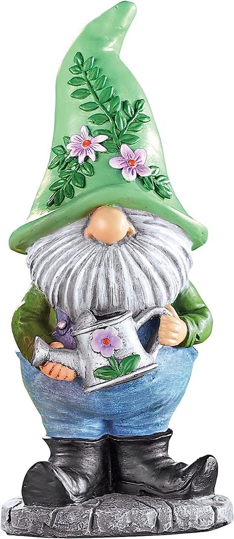 Garden Gnomes Diy, Wood Log Crafts, Painting Cement, Garden Gnomes Statue, Fairy House Diy, Sunflower Canvas, Gnome Statues, Garden Gnomes, A Bouquet Of Flowers