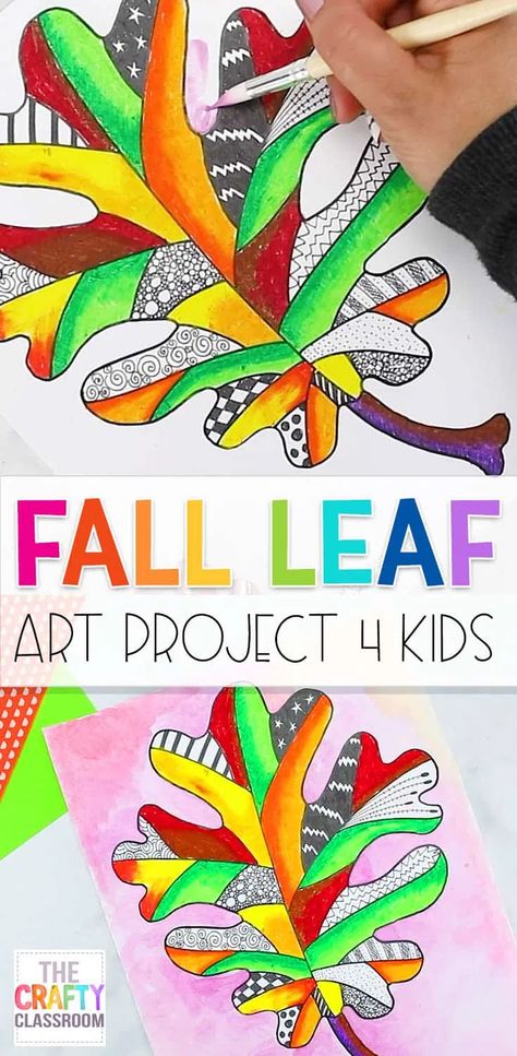 Fall Leaf Art Project for Kids. Fall art projects for kids. Create this beautiful fall leaf with your students. This fall art project is simple, yet stunning and great for multiple ages and abilities. Using Oil Pastel and Zentangle designs this is a keepsake! Fall Art Projects For Kids, Fall Leaf Art, Fall Leaf Art Projects, September Art, Art Project For Kids, Autumn Leaves Art, Kindergarten Art Projects, Fall Arts And Crafts, Fall Art Projects