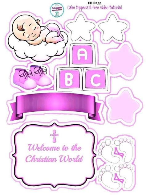 Baby Girl Baptismal Cake Topper Printable, Baptism Cake Topper Girl Printable, Welcome To The Christian World Topper, Christening Topper Printable, Christening Cake Toppers Girl Printable, Baby Girl Cake Topper Printable, Baptismal Cake Topper Printable, Christening Cake Topper Printable, Christian Cake Topper