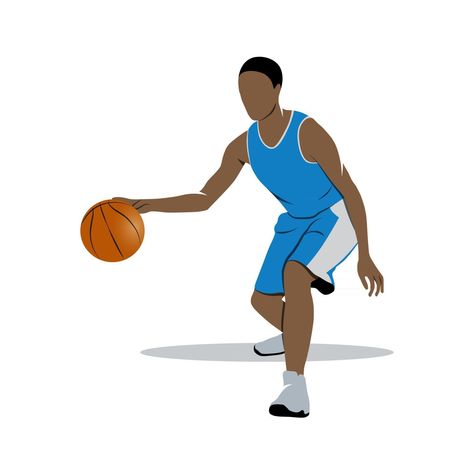 Abstract basketball player dribbling with ball on a white background. Vector illustration. Basketball Dribbling, Basketball Dribble, Basketball Player, Basketball Players, Cartoon Kids, Vector Art, White Background, Vector Illustration, Basketball