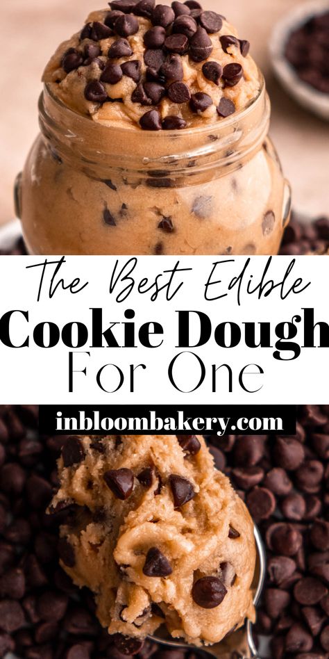 This easy, edible cookie dough recipe is a single serving, perfect for one, and the best part is that it's completely safe to eat! One Serving Cookie Dough, Single Serving Edible Cookie Dough, Single Serve Cookie Dough, Edible Cookie Dough For One, Easy Single Serve Desserts, Single Serving Cookie Dough, Easy Edible Cookie Dough, Simple Cookie Dough Recipe, Cookie Dough For One