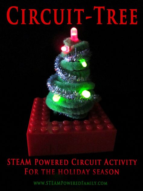 Spinning Christmas Tree Science Project, Christmas Engineering Activities, Steam Science Projects, Christmas Lights Art, Spinning Christmas Tree, Paper Circuits, Steam Ideas, Christmas Science, Christmas Stem