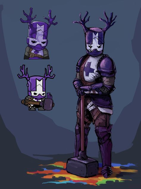 Purple Knight Castle Crashers, Castle Crashers Blacksmith, Castle Crashers Fanart, Castle Crashers, Fallout Concept Art, Indie Game Art, Rainbow Six Siege Art, Rpg Map, Academia Wallpaper