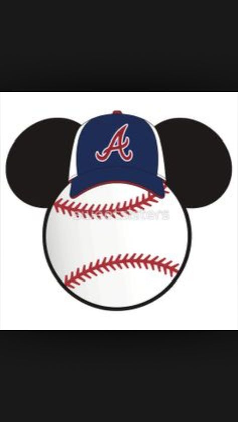 Mickey Mouse Baseball, Baseball Bedroom, Baseball Decor, Atlanta Braves Baseball, Braves Baseball, Baseball Theme, Silhouette Projects, Atlanta Braves, 1st Birthday