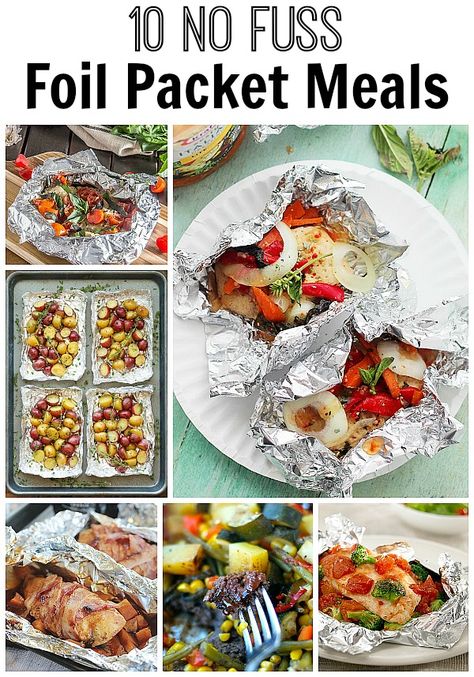 Easy no fuss foil packet meals! No cleaning involved. Great in the oven & on the grill. Meals Over A Campfire, Camp Foods, Hobo Meals, Rv Meals, Foil Meals, Tin Foil Dinners, Campfire Meals, Hobo Dinners, Camping Food Make Ahead