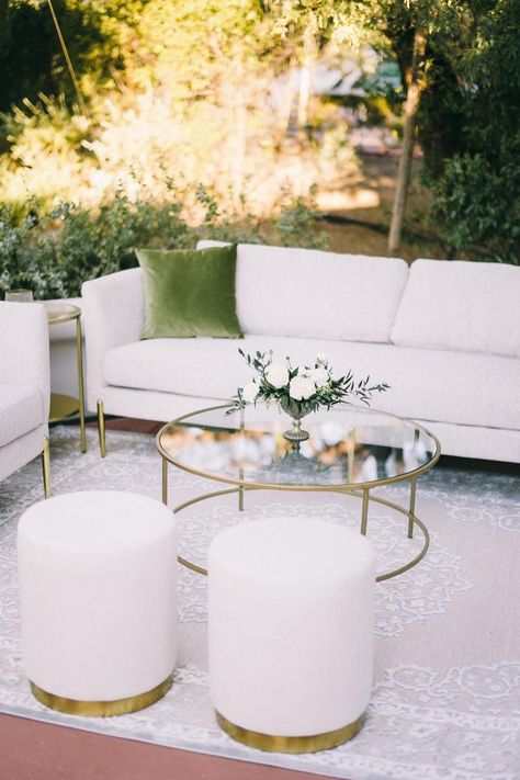 Wedding Lounge Seating, Champagne Cart, Wedding Lounge Furniture, Wedding Lounge Area, Lounge Seating Area, Cocktail Hour Decor, White And Green Wedding, Wedding March, Green Wedding Inspiration