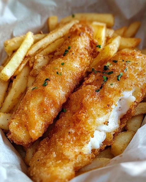 Fish And French Fries, Fish N Chips Batter, Fish Fingers And Chips, Fish And Fries Aesthetic, Best Fish And Chips Recipe Beer Batter, Mcdonald’s Filet Fish, Fish Finger, Battered Fish, Homemade Chips