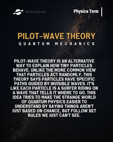 Imagine placing a tiny remote-controlled boat on a pond, but before steering it, you notice rhythmic waves already influencing its movement. Instead of fully obeying your commands, the boat drifts along with the waves, creating unpredictable paths. In quantum mechanics, the pilot wave theory works similarly. It suggests particles, like electrons, are guided by invisible waves, explaining their seemingly random behavior. Unlike other interpretations that rely on probability, this theory prop... Wave Theory, Quantum Mechanics, The Pilot, Quantum Physics, A Pond, Weird World, The Boat, Where To Go, Physics