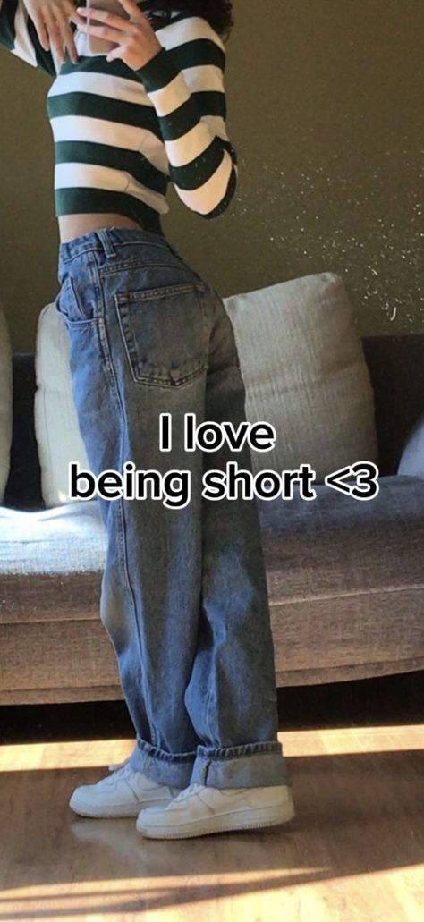 Dont ever be insecure about your height whether tall/short remember every height is hot af Short Height Insecurities, Being Short Quotes Height, Short Height Affirmations, Short Height Aesthetic, 4'11 Height Short People Outfits, How To Be Shorter In Height, Short Height Girls Outfit, Outfits For Insecure People, Short And Tall Couples