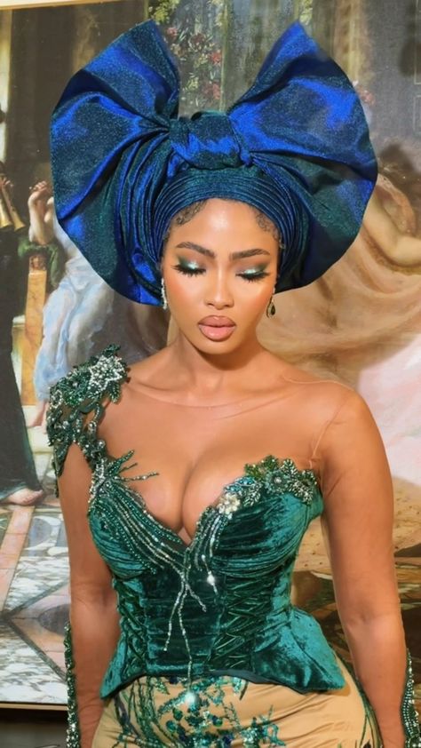 Green Gele Nigerian Weddings, Ankara And Gele Styles, Naija Gele Styles, Auto Gele Styles Nigerian Bride, Auto Gele Styles 2022, Nigerian Doek Styles, Auto Gele Styles 2023, Asoebi Gele Styles, Gele Styles 2022