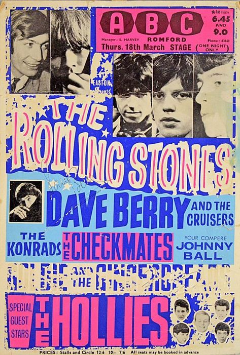 Rolling Stones Poster, Rolling Stones Concert, The Hollies, Brian Jones, Music Concert Posters, Vintage Concert Posters, Vintage Music Posters, Music Festival Poster, Ella Fitzgerald